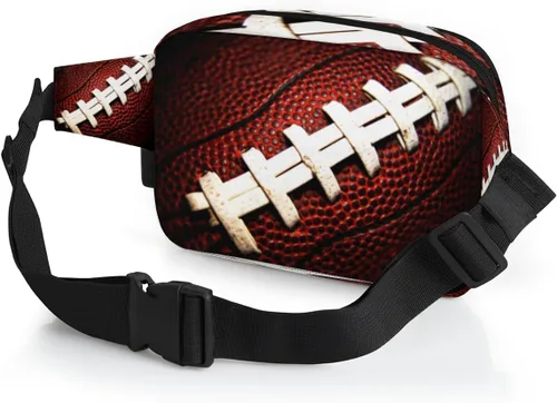 Miniatura 5 de Riñonera de fútbol americano para hombres y mujeres, bolsa cruzada de fútbol con correa ajustable, bolsa impermeable para viajes, caminar, correr