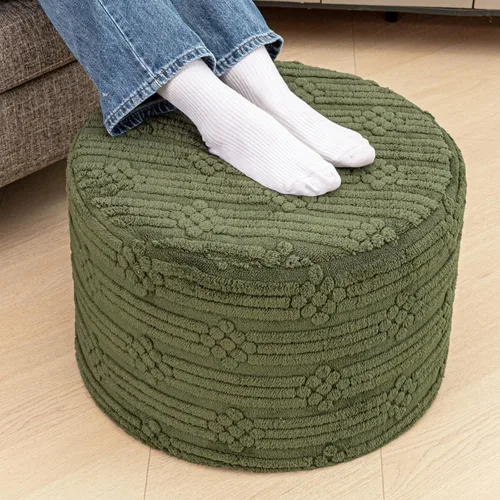 Miniatura 10 de Asuprui Puf otomano reposapiés – Taburete redondo de espuma todo en uno de felpa para un descanso acogedor, puf de piso y decoración elegante (café)