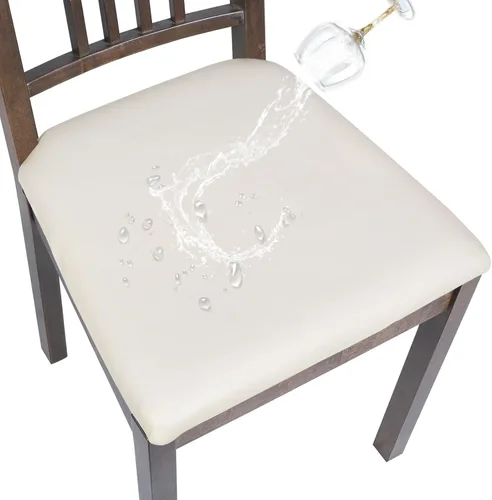 Miniatura 21 de SearchI Fundas impermeables de cuero PU para asientos de sillas de comedor, paquete de 6 fundas elásticas para sillas de comedor, protectores