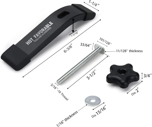 Miniatura 3 de Abrazaderas de sujeción en T de aluminio, 6-3/8 pulgadas de largo x 1-1/4 pulgadas de ancho, carpintería y abrazaderas, chorro de arena fina