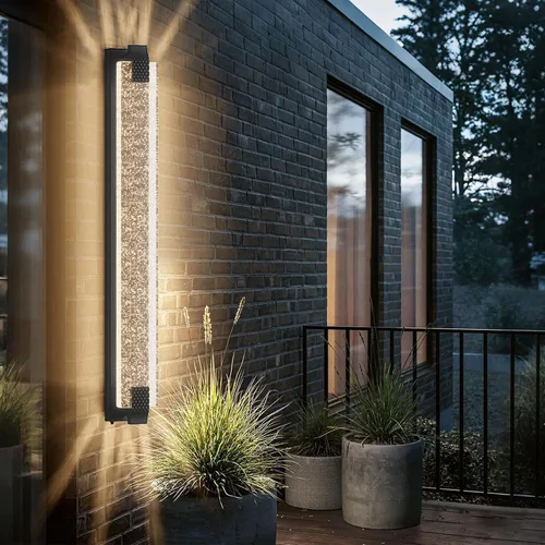 Miniatura 16 de camuucci Luz para exteriores del anochecer al amanecer, luces LED de porche de 15.7 pulgadas para exteriores, impermeable, moderno, soporte de pared