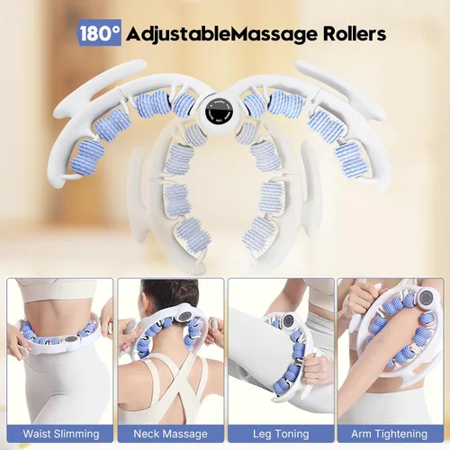 Miniatura 4 de Rodillo de masaje anticelulítico con asas desmontables Masajeador de drenaje linfático y masajeador de fascia para piernas, muslos, glúteos Azul