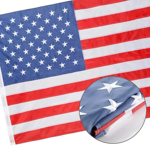 Miniatura 2 de Bandera de barco cosida de 50 estrellas, 16 x 24 pulgadas, bandera náutica de Estados Unidos con rayas cosidas, estrellas bordadas y ojales