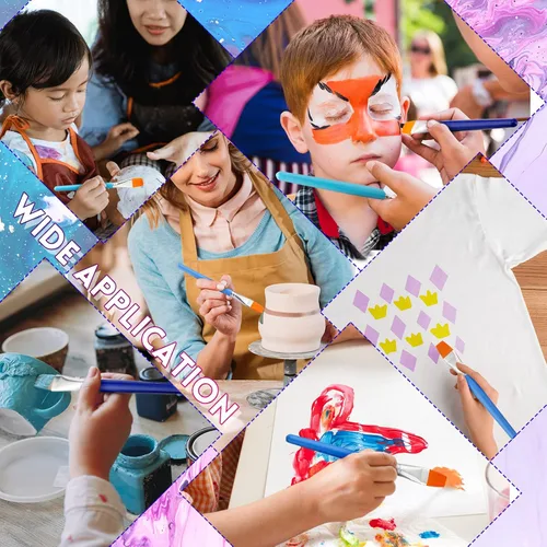 Miniatura 7 de Cindeer Paquete de 12 pinceles de pintura plana de 1 pulgada pequeños y anchos, pinceles acrílicos a granel, herramienta de pintura para acuarela