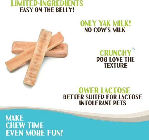 Miniatura 2 de Raw Paws Himalayan Yak - Masticables para perros, medianos (paquete de 10) – Empaquetados en Estados Unidos – Masticables tibetanos de queso de yak