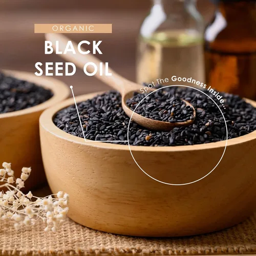 Miniatura 4 de ALPHA01 Cápsulas de aceite de semilla negra orgánica 1440 mg - 4 x % timoquenina - 120 unidades - Nigella sativa etíope - 100% prensado en frío