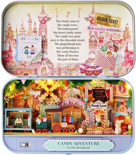 Kisoy Casa de muñecas en miniatura con kit de muebles, modelo de casa de bricolaje hecho a mano para regalo de adolescentes y adultos (Aventura de