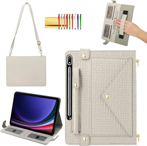 Miniatura 19 de Bolso Funda para Samsung Galaxy Tab S10 FE/S9 FE 10.9"/S9/S8/S7 11", Techcircle Folio con Soporte Cruzado, Billetera con Ranura para Lápiz S Pen