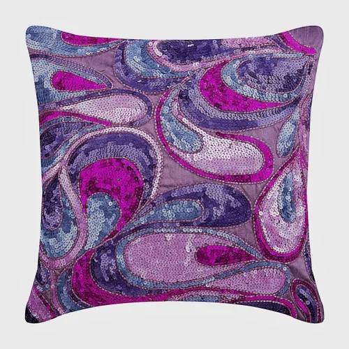 The HomeCentric Funda de almohada, 12 x 12 pulgadas, fundas de almohada decorativas de seda rosa adornadas con cuentas y lentejuelas de Pascua,