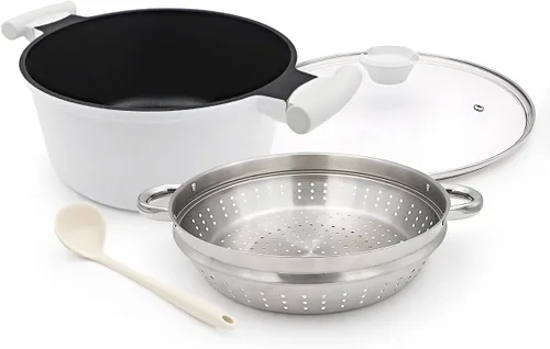 Miniatura 9 de Olla de vapor de 7 cuartos de galón para cocinar, olla grande con tapa, olla antiadherente con cesta de vapor de verduras y albóndigas, utensilios