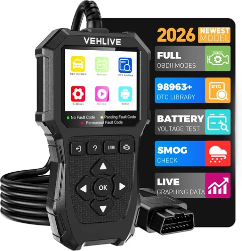 Herramienta de diagnóstico del escáner OBD2, lector de código de coche con luz de verificación del motor con reinicio, probador de batería, datos en