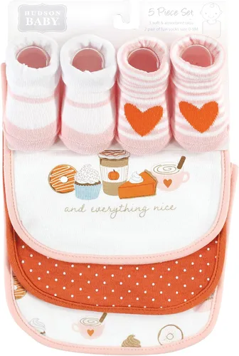 Miniatura 322 de Hudson Baby Conjunto de babero y calcetines unisex de algodón para bebé