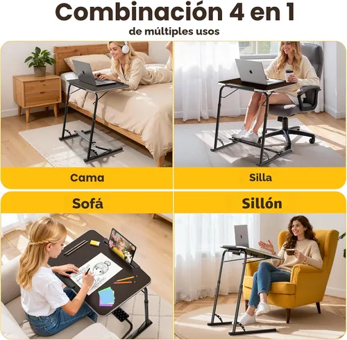 Miniatura 4 de FoldWise - Mesa plegable mejorada para TV y portátil - Extra grande y resistente, mesa para sofá, altura y ángulo ajustable para cena, trabajo y TV