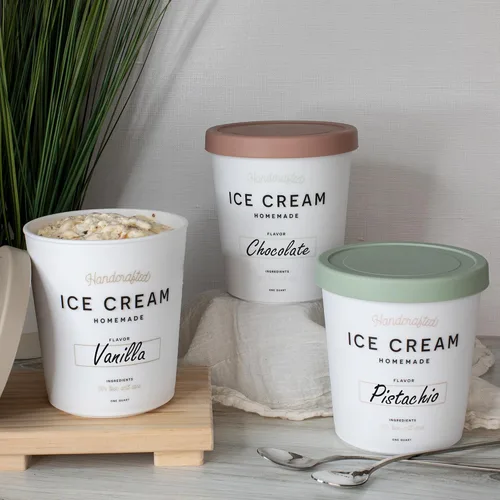 Miniatura 8 de ZICOTO Juego de 3 contenedores reutilizables para helado de 1 cuarto cada uno - Perfecto para sorbete casero, yogur congelado o helado