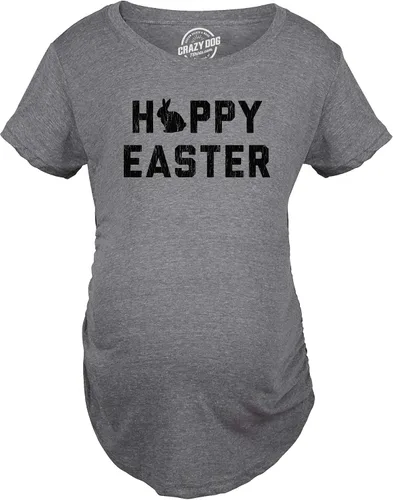 Miniatura 3 de Camiseta de maternidad con texto en inglés Happy East para fiesta, Gris jaspeado oscuro