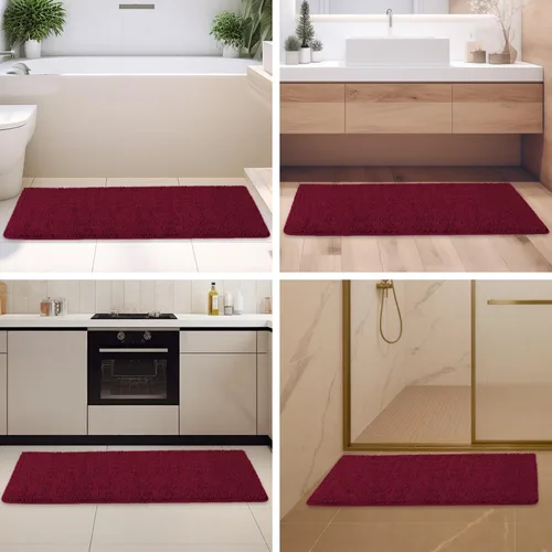 Miniatura 385 de Alfombra de baño pequeña de 12 x 18 pulgadas, lavable y absorbente, antideslizante, alfombra de baño de felpilla gruesa y suave para baño, ducha