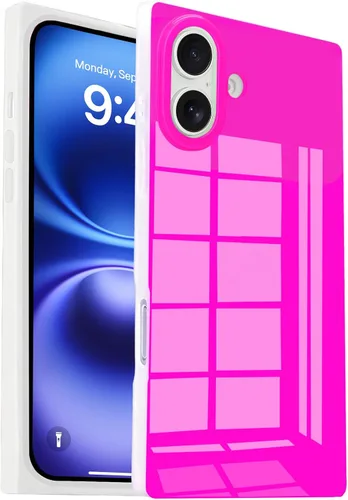 Miniatura 28 de Funda rectangular compatible con iPhone 15 Neon para mujer, diseño de lujo de fluorescencia brillante, flexible, suave, delgada, de gel de goma TPU