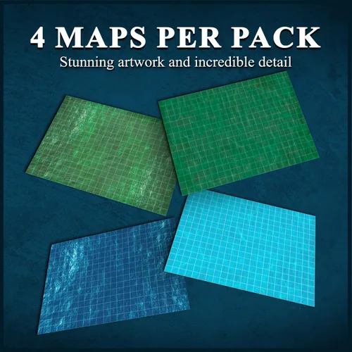 Miniatura 4 de Game Knights Encounters on the High Seas - Tapete de mapa de batalla laminado de doble cara brillante de borrado en seco para juegos de rol, Juego