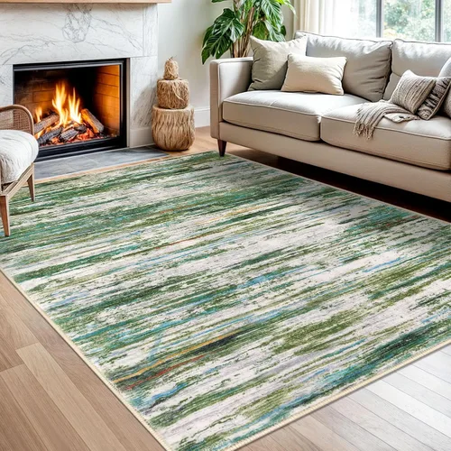 Miniatura 78 de SIILOOM 2 x 3 Alfombra moderna y abstracta para entrada, alfombra neutra azul marino gris multicolor súper suave de área pequeña, alfombras lavables