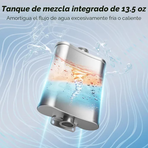 Miniatura 4 de Calentador de agua FOGATTI RV sin tanque, 66,000 BTU máximos, calentador de agua caliente para RV, tanque de mezcla incorporado, puerta negra