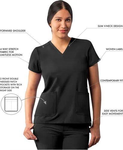 Miniatura 3 de Adar Addition Scrubs - Camiseta médica moderna con cuello en V