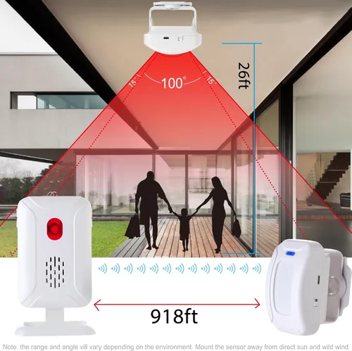 Miniatura 9 de HENDUN Timbre de puerta con sensor de movimiento, timbre de puerta para negocios, monitor de zumbador de bienvenida de tienda, alerta de entrada