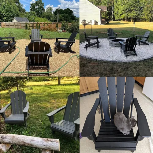 Miniatura 7 de Silla Adirondack plegable con soporte para tazas, sillas de patio de plástico HDPE para todo tipo de clima, silla para hoguera, sillas de césped al