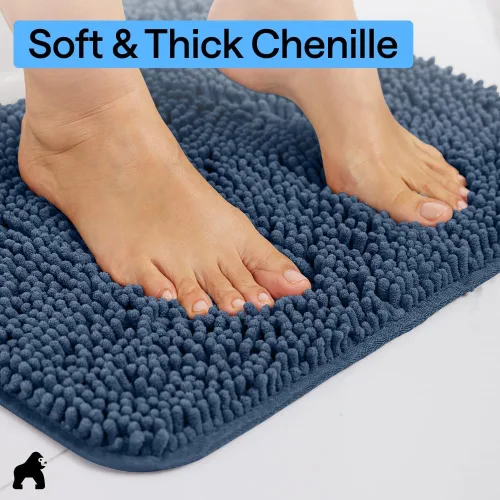 Miniatura 198 de Gorilla Grip - Tapete de baño de felpilla gruesa, suave y absorbente, secado rápido, de microfibra, con reverso de caucho, para piso de ducha, Nube