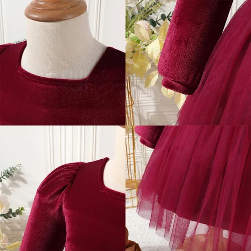 Miniatura 127 de IDOPIP Vestido tutú de terciopelo para niñas pequeñas, vestido de manga larga para princesa, Navidad, cumpleaños, fiesta, boda, vestidos de otoño e