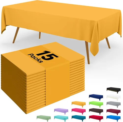 Miniatura 113 de Smiry - Juego de 6 manteles desechables, 54 x 78 pulgadas, manteles impermeables rectangulares para fiestas, cubierta de mesa de plástico