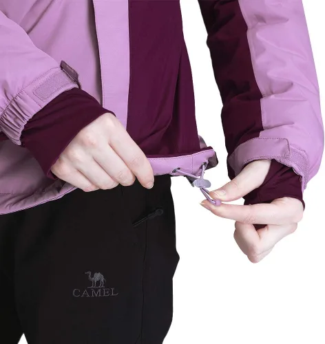 Miniatura 3 de CAMEL CROWN - Chamarra de esquí para mujer, impermeable, con capucha desmontable, rompevientos, forro polar, parka para lluvia