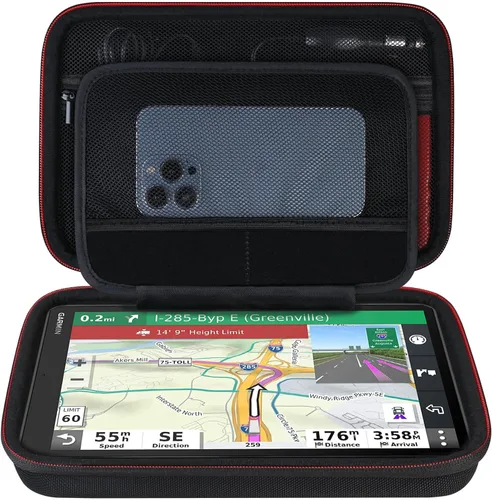 Elonbo Funda rígida de viaje GPS para Garmin dezl OTR1000 de 10 pulgadas, Garmin dezl OTR1010/Garmin RV 1090 Sistema de navegación GPS, bolsillo de