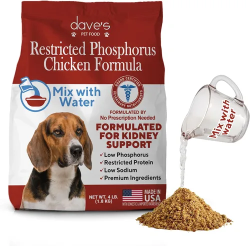 Dave's Pet Food Kidney Care - Alimento para perros (fórmula de pollo desmenuzable), sin receta, bajo en fósforo, bajo en proteínas, soporte renal