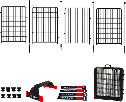 Miniatura 7 de Jaulas Portátiles para Perros y Corralito, Jaula de Metal de 32 Pulgadas para Perros Pequeños/Medianos, para Interior/Exterior, Correas