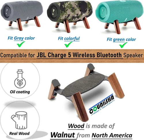 Miniatura 6 de Soporte de madera real compatible con altavoz portátil JBL Charge 5, Charge 6, soporte de trípode, soporte de madera estable y resistente utilizado