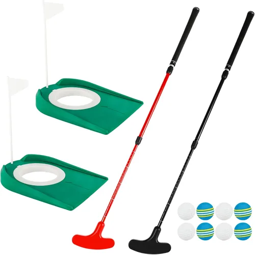 Miniatura 8 de Juego de 2 palos de golf ajustables para niños, adolescentes, diestros o zurdos, de dos vías, para hombres y mujeres, 4 pelotas de entrenamiento