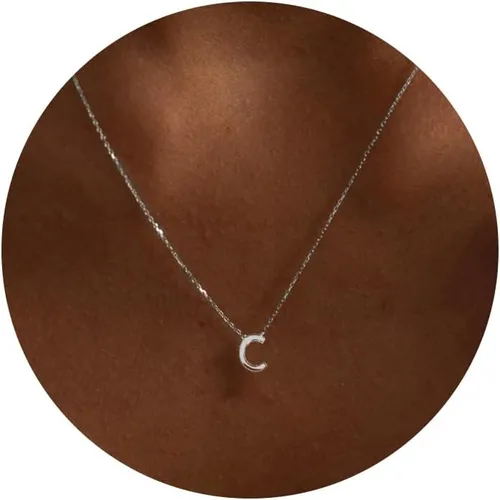 Miniatura 9 de Collares con iniciales para mujer, delicado collar de letra plateada con nombre personalizado con monograma, collar simple y lindo con inicial