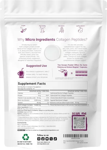 Miniatura 6 de Micro Ingredients Vitamina D3 10,000iu + K2 200mcg de aceite de coco cápsulas blandas y proteína de colágeno múltiple en polvo, paquete de 2