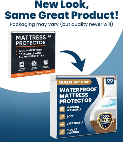 Miniatura 10 de Everlasting Comfort Protector de colchón prémium tamaño Queen, impermeable e hipoalergénico, diseño silencioso, funda lavable, bolsillo profundo