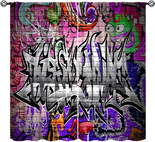Miniatura 11 de Cortina opaca de graffiti para pared de ciudad, graffiti, hip hop, cultura callejera, impresión colorida de arte abstracto para niños, adolescentes