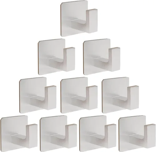 Miniatura 9 de Ganchos para Toallas de Baño, Paquete de 2 Ganchos Cuadrados Autoadhesivos para Abrigos, Gancho Resistente para Bata Sin Perforación, Colgador