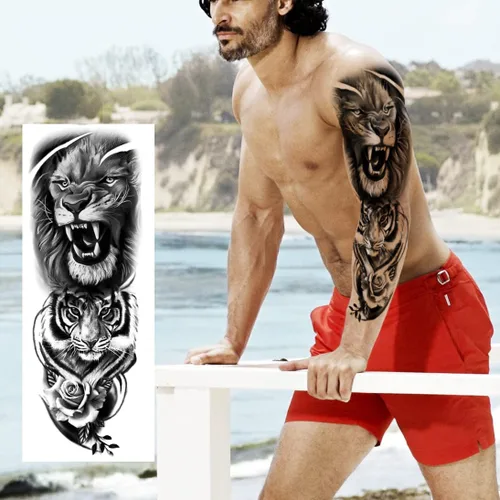 Miniatura 2 de Manga de Tatuajes Temporales de Animales, 8 Hojas de Tatuajes Temporales Grandes, Manga Completa de Tatuajes Temporales para Mujeres, Tatuajes