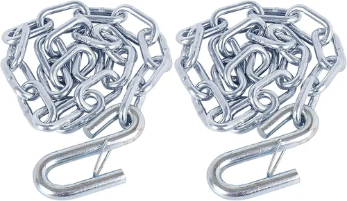 Miniatura 9 de NBJINGYI 2 piezas de 1/4 pulgadas x 54 pulgadas, cadena de seguridad de ganchos de ganso para remolque de bote de grado 30 con sujetadores