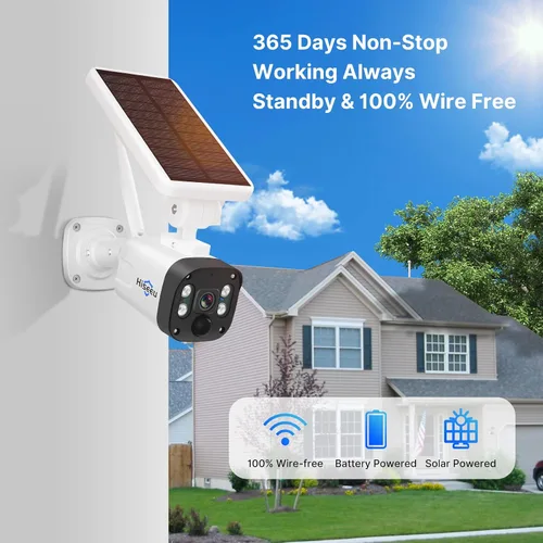Miniatura 2 de [Disco duro de 1 TB, foco de 4 MP] Sistema de cámara de seguridad inalámbrica solar Hiseeu 10CH, NVR HD 4K, visión nocturna, audio de 2 vías