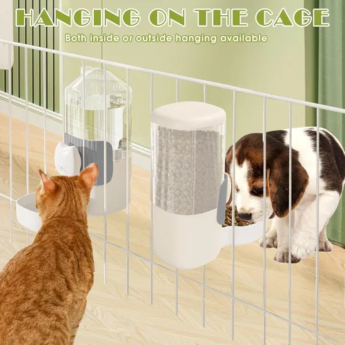 Miniatura 4 de Dispensador automático de alimentos y agua para gatos, 34 onzas, juego de alimentador automático de gravedad para mascotas, comedero para gatos