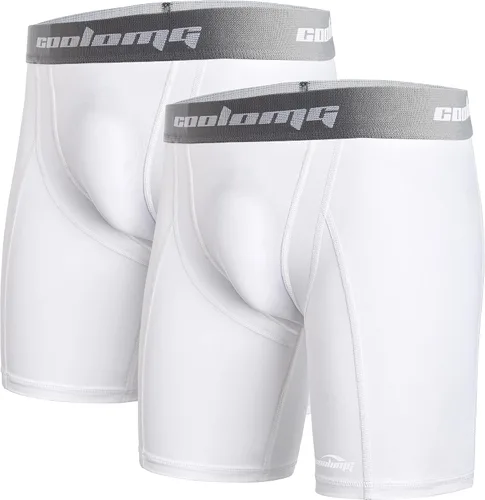 Miniatura 14 de COOLOMG Pantalones cortos de compresión para hombre, con bolsillo para tazas, ropa interior deslizante para béisbol, fútbol, lacrosse, sin copa