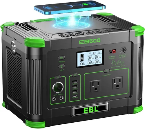 Miniatura 11 de EBL Estación de energía portátil de 1000 W, generador solar de 999 Wh, batería de reserva de carga rápida con carga inalámbrica de 10 W y múltiples