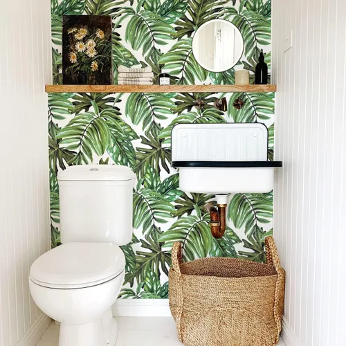 Miniatura 7 de Papel Tapiz Tropical Despegar y Pegar Papel de Contacto de Selva 17.7 pulgadas x 118.1 pulgadas Papel de Contacto de Hoja de Palma Despegar y Pegar
