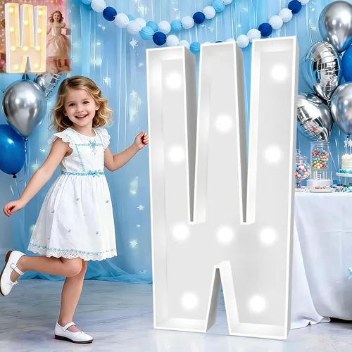 Miniatura 24 de Pooqla Letras de marquesina iluminadas de 3 pies, letras de marquesina con luz LED blanca fría y blanca cálida, letras de mosaico gigante para Letra