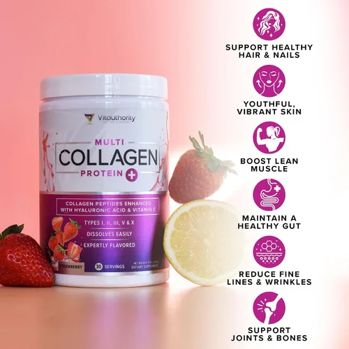 Miniatura 7 de Polvo de péptidos de colágeno múltiple para mujeres, polvo de colágeno de chocolate hidrolizado para mujeres con tipos I II III V y X, vitamina C